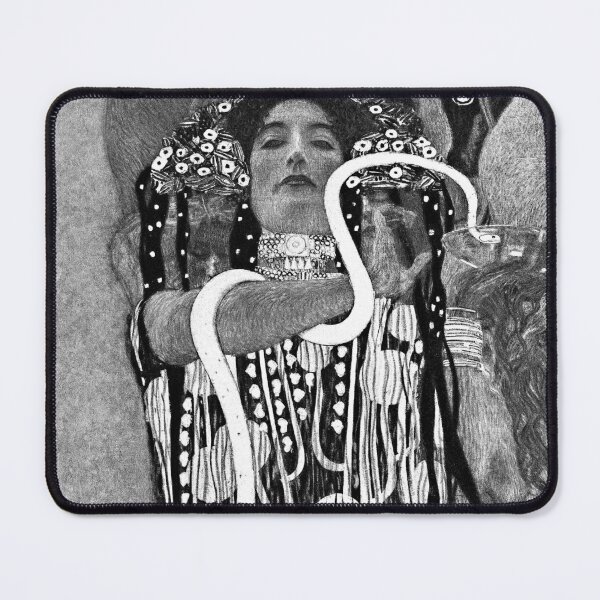 Aperçu de l'œuvre l'hygieia de gustav klimt | modèle modifié | tentatrice sorcière sorcière femme femelle | witchy wicca féministe noir blanc | audacieux classique mythologie grecque heccate créée et vendue par politeillusts.