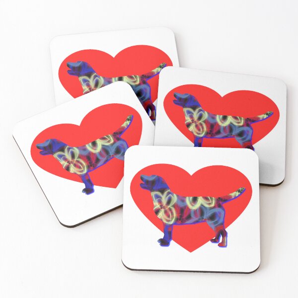 Item preview, I Heart My Labrador Retriever Dog Neon Butterflies Silhouette  designed and sold by AMSonArt.