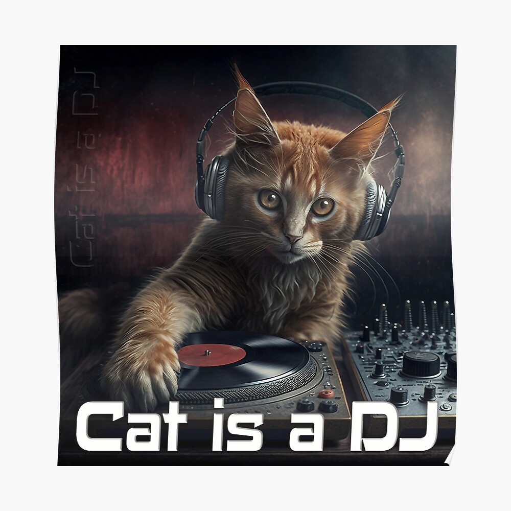 Cat is a Dj Sticker for Sale by Schamann