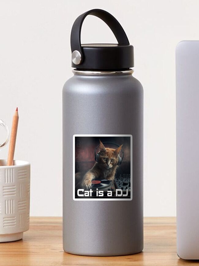 Cat is a Dj Sticker for Sale by Schamann