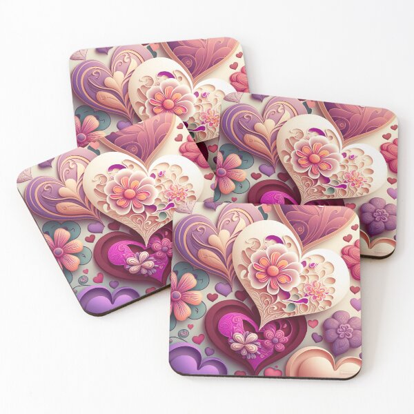 Item preview, Floral Hearts - Pink and Cream design designed and sold by Dannypryce.