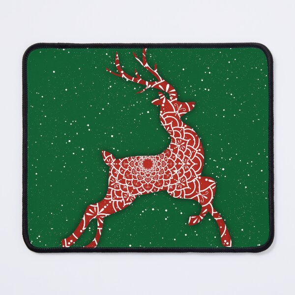Item preview, Flying Red Reindeer Mandala in a Green Sky designed and sold by MandalaSoul.