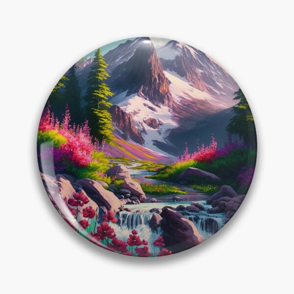 Item preview, Flowery Waterfall Mountain Scene designed and sold by Dannypryce.