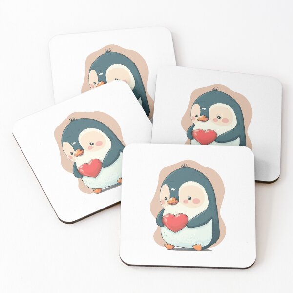 Item preview, Fluffy Penguin Holding Heart - A Unique and Meaningful Valentine's Day Gift designed and sold by pocketgraphic.