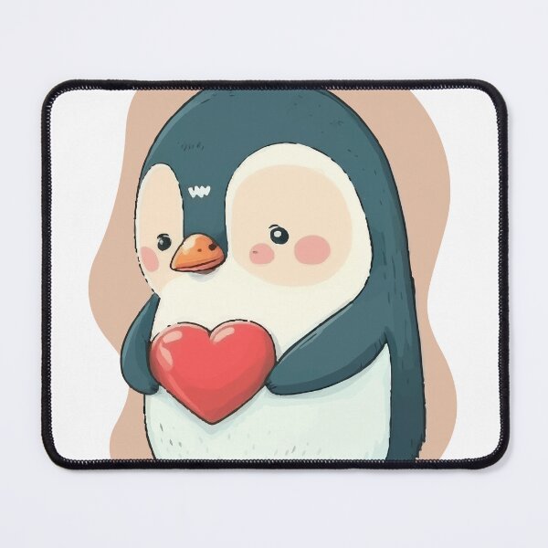 Item preview, Fluffy Penguin Holding Heart - A Unique and Meaningful Valentine's Day Gift designed and sold by pocketgraphic.