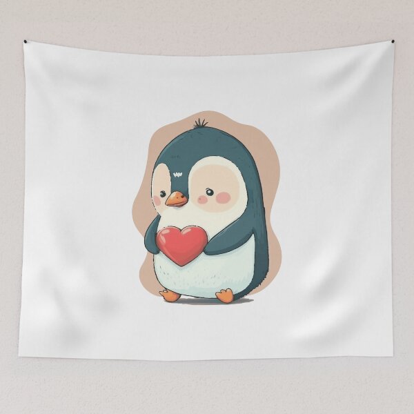 Artikelvorschau, Flauschiger Pinguin mit Herz – ein einzigartiges und bedeutungsvolles Valentinstagsgeschenk entworfen und verkauft von pocketgraphic.
