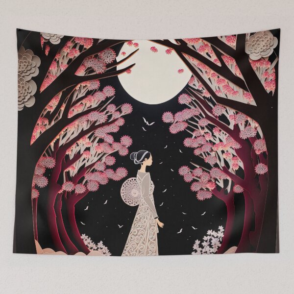 Item preview, Lunar Moon Scene Pink Leaves designed and sold by Juliascutecornr.
