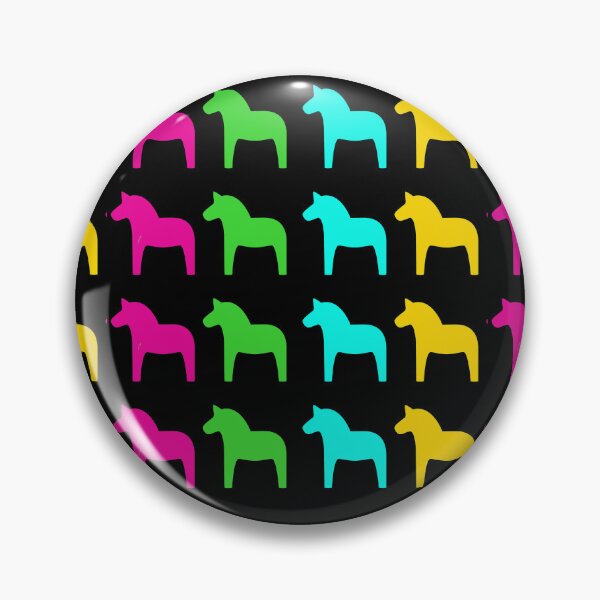 Item preview, Colorful Scandinavian Dala Horse Pattern Pink Blue Green Yellow designed and sold by funnytshirtemp.