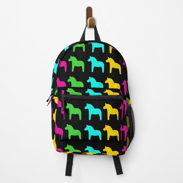 Item preview, Colorful Scandinavian Dala Horse Pattern Pink Blue Green Yellow designed and sold by funnytshirtemp.