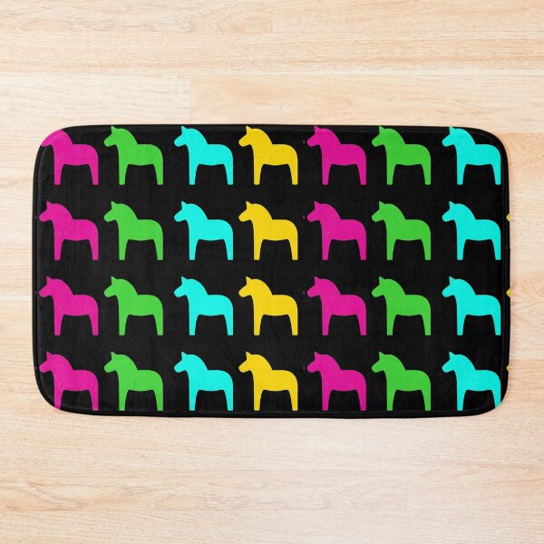 Item preview, Colorful Scandinavian Dala Horse Pattern Pink Blue Green Yellow designed and sold by funnytshirtemp.