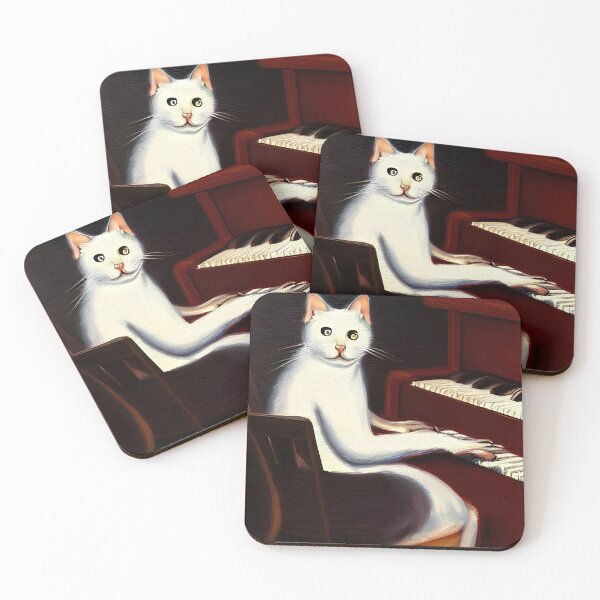 Item preview, Cat playing the piano painting designed and sold by lalylaura.