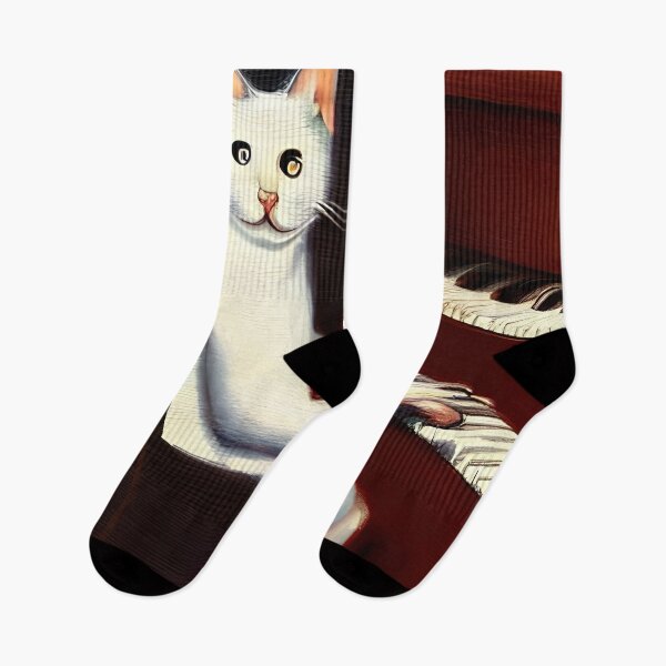 Item preview, Cat playing the piano painting designed and sold by lalylaura.