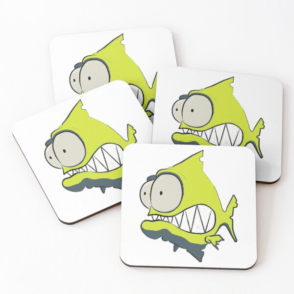 Item preview,  id53-7 Yellow Piranha, Fish, Cute Fish, Funny Fish, Funny Animals, Surprised Fish, Confused Piranha, Scared Piranha, Big Eyes, Beautiful Teeth, Laughing, Excited, Dangerous Fish, Sea creatures designed and sold by bcbutika.