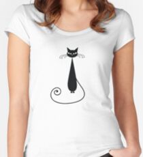 Black cat silhouette Women's Fitted Scoop T-Shirt