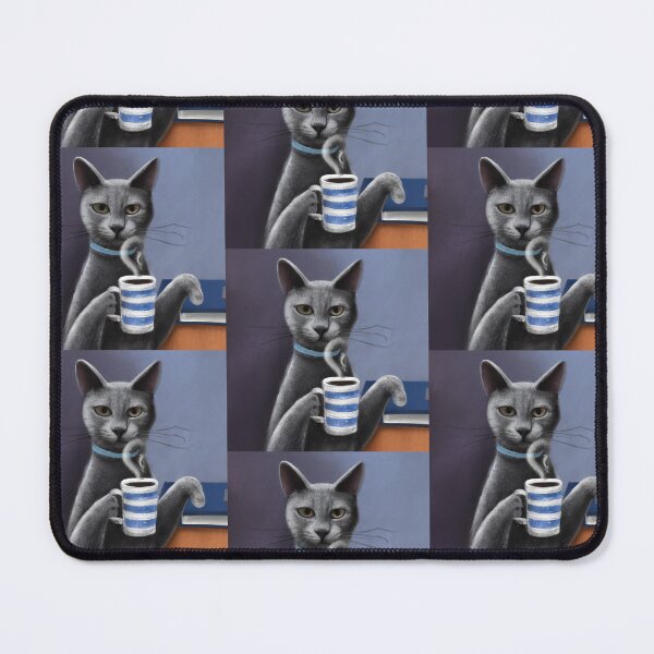 Item preview, Digital Art, Korat Cat Drinking Coffee designed and sold by hectorgool.