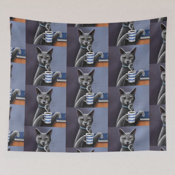 Item preview, Digital Art, Korat Cat Drinking Coffee designed and sold by hectorgool.