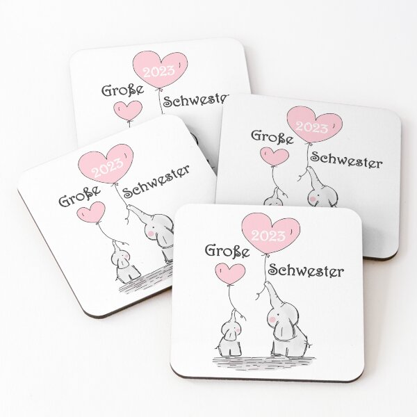 Item preview, Big sister 2023 german cute elephant siblings little sister brother baby birth pregnancy happy mom designed and sold by DOM-Shop.