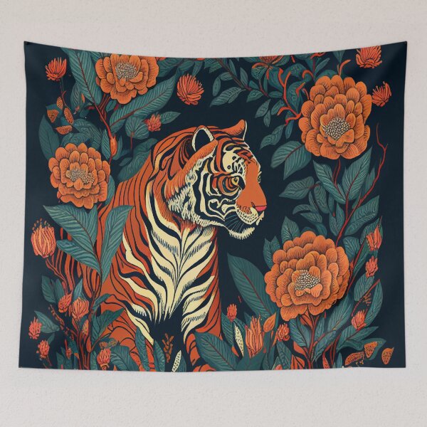 Item preview, "Golden Blossom Tiger: A Stunning Yellow Floral Design" designed and sold by ProactiveMode.