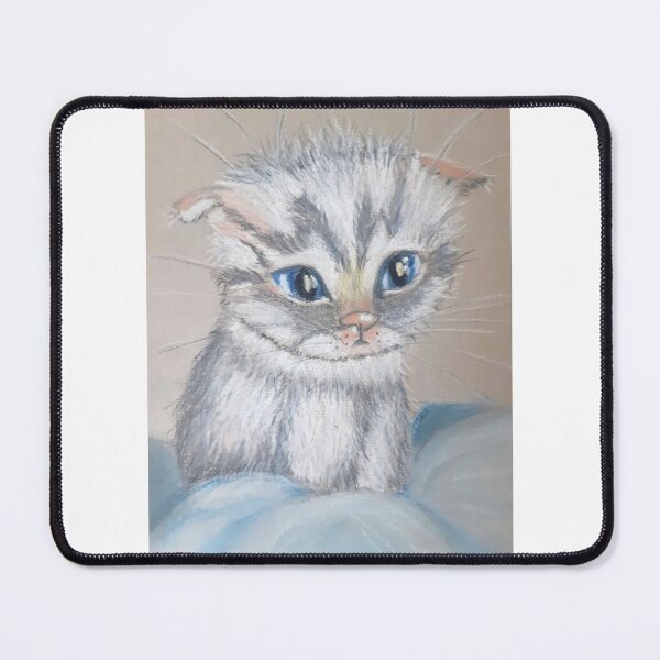 Item preview, Cute White kitten pastel drawing designed and sold by ROXANEDS.