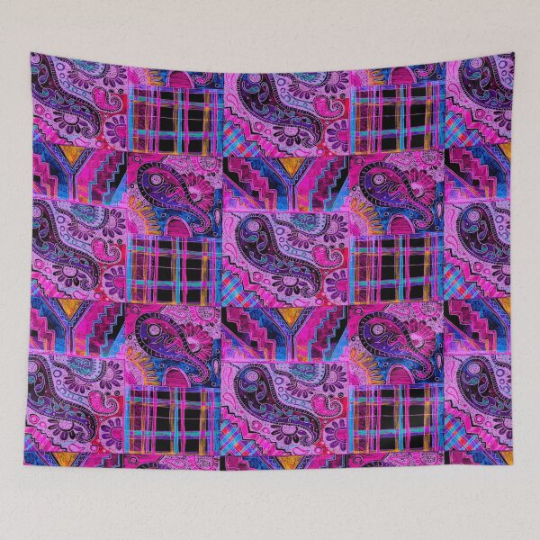 Item preview, paisley pinkly purple and black and a bit tartan designed and sold by Nickdavisinghe.