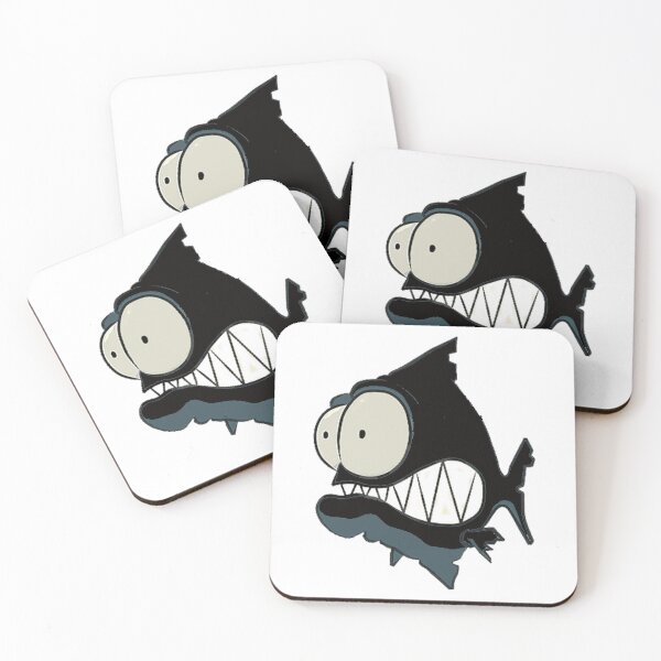Item preview,  id53-10 Black Piranha, Fish, Cute Fish, Funny Fish, Funny Animals, Surprised Fish, Confused Piranha, Scared Piranha, Big Eyes, Beautiful Teeth, Laughing, Excited, Dangerous Fish, Sea creatures designed and sold by bcbutika.