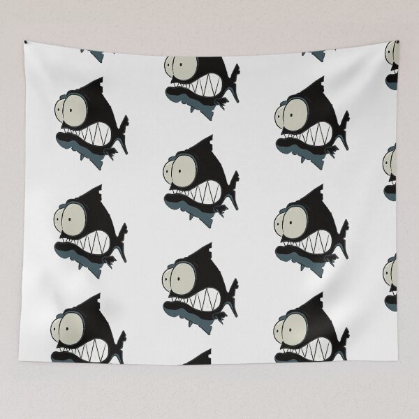 Item preview,  id53-10 Black Piranha, Fish, Cute Fish, Funny Fish, Funny Animals, Surprised Fish, Confused Piranha, Scared Piranha, Big Eyes, Beautiful Teeth, Laughing, Excited, Dangerous Fish, Sea creatures designed and sold by bcbutika.