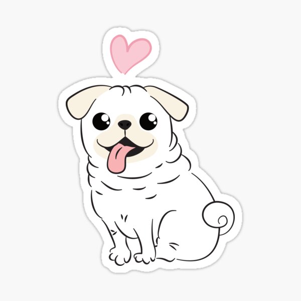 Item preview, LOVE White Pug designed and sold by Lulupainting.
