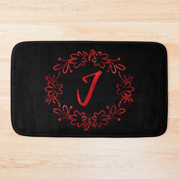 Item preview, J alphabet red color floral Monogram - letter j / initial J designed and sold by stayartsy07.
