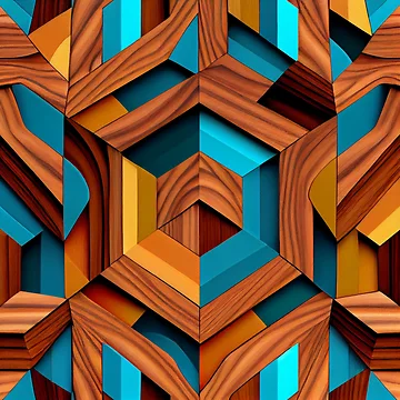 Imagen de la obra Irregular Wood Saturated Geometric Transitional Pattern Digital Painting de CodeAndColors