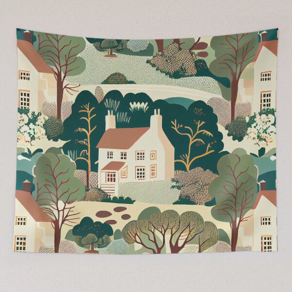 Artikelvorschau, Drawn English Countryside Chic Pattern Digital Painting entworfen und verkauft von CodeAndColors.