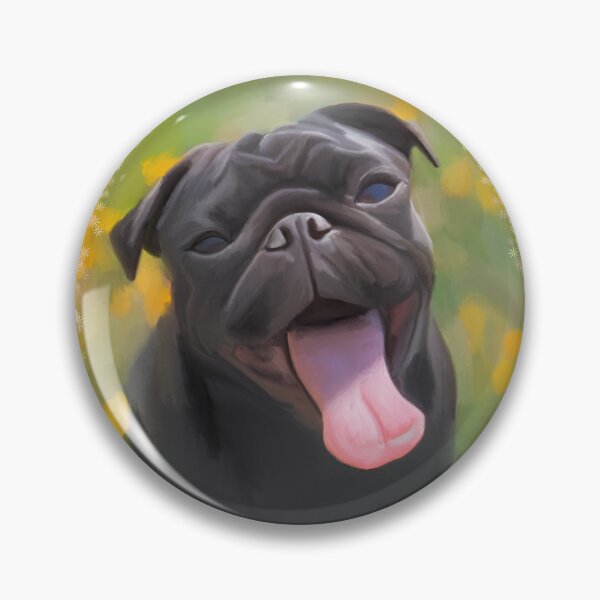 Item preview, Black Pug in a Spring Meadow designed and sold by FivePugs.
