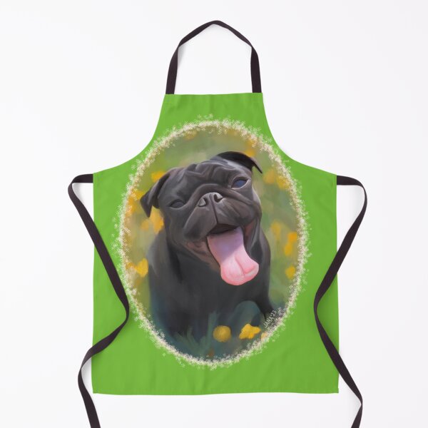 Item preview, Black Pug in a Spring Meadow designed and sold by FivePugs.