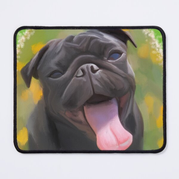 Item preview, Black Pug in a Spring Meadow designed and sold by FivePugs.