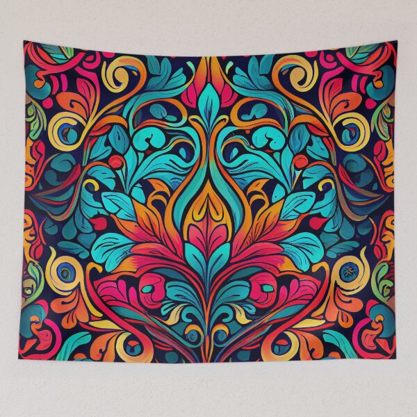 Item preview, Dense Sketched Vibrant Traditional Pattern Digital Painting designed and sold by CodeAndColors.