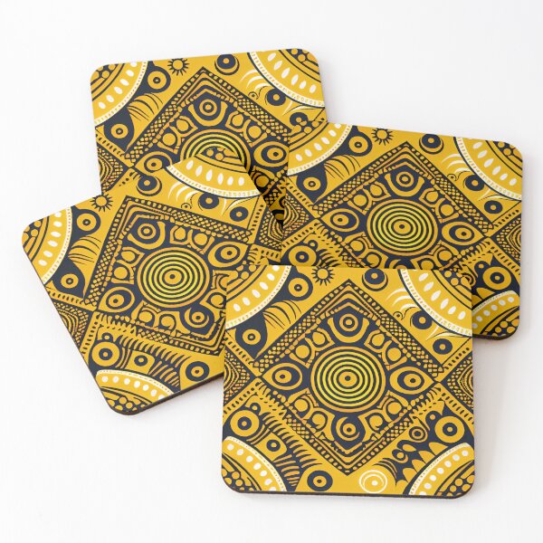 Item preview, Happy Yellow African Pattern Digital Painting designed and sold by CodeAndColors.