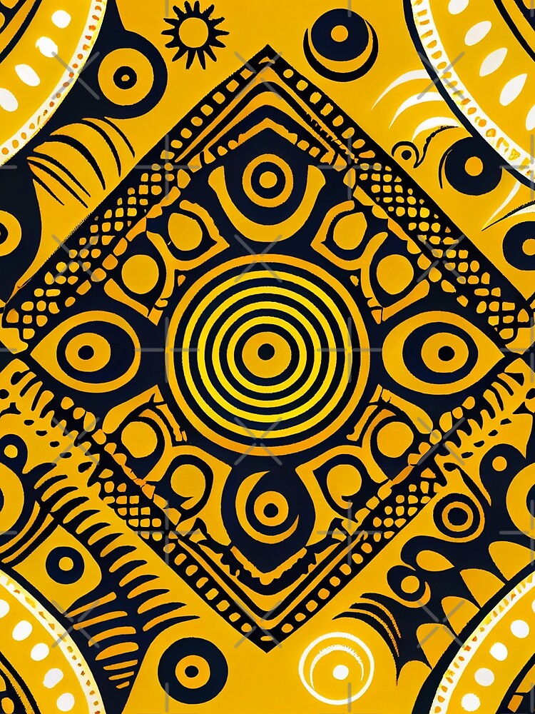 Thumbnail 3 von 3, Tuch, Happy Yellow African Pattern Digital Painting designt und verkauft von CodeAndColors.
