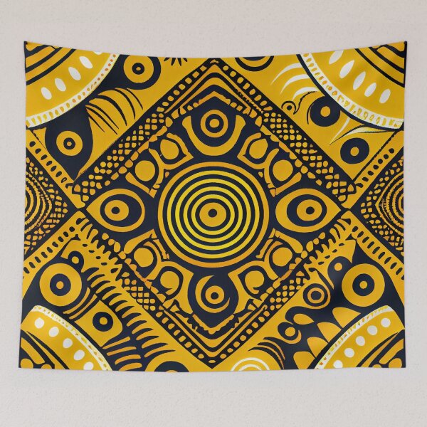 Aperçu de l'œuvre Happy Yellow African Pattern Digital Painting créée et vendue par CodeAndColors.