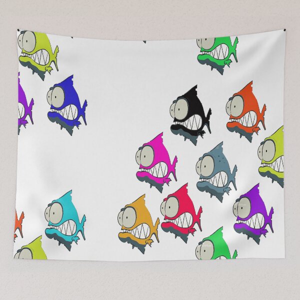 Item preview, id53-11  Colorful Piranha, Fish, Cute Fish, Funny Fish, Funny Animals, Surprised Fish, Confused Piranha, Scared Piranha, Big Eyes, Beautiful Teeth, Laughing, Excited, Dangerous Fish, Sea creatures designed and sold by bcbutika.