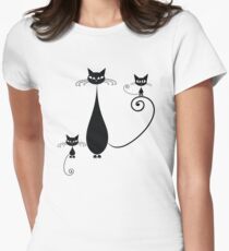 Black cats family Women's Fitted T-Shirt