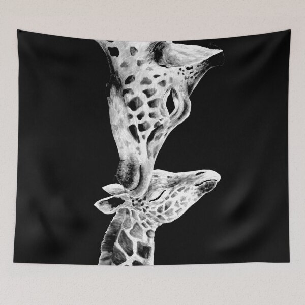 Aperçu de l'œuvre L'amour des girafes en noir et blanc créée et vendue par just-art.