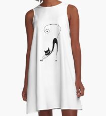 Black cat silhouette A-Line Dress