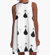 Black cat silhouette A-Line Dress