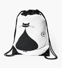Black cat silhouette Drawstring Bag