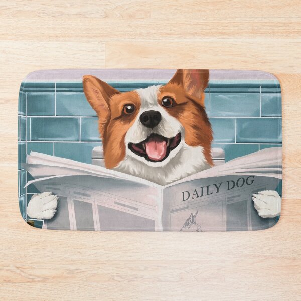 Item preview, Corgi on the Can smiling reading newspaper Daily Dog on the toilet  designed and sold by MindChirp.