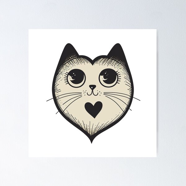 Item preview, Retro Black Cat with Heart designed and sold by TheJadeCat.