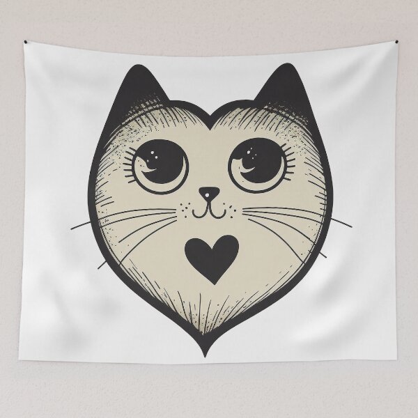 Item preview, Retro Black Cat with Heart designed and sold by TheJadeCat.
