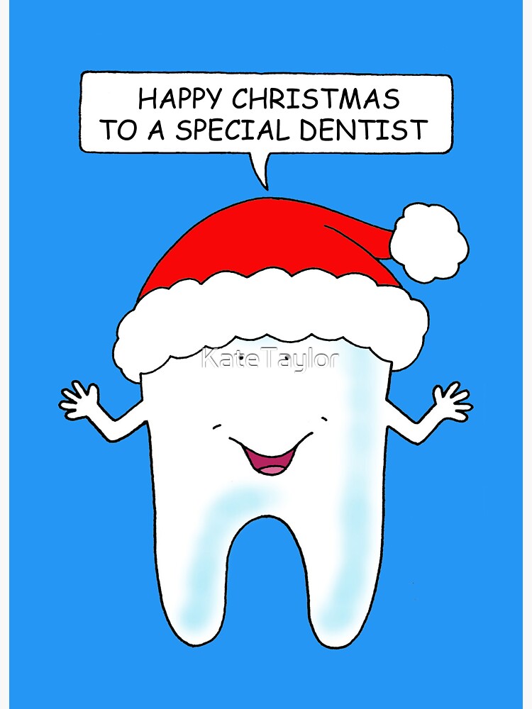 Happy Christmas To A Special Dentist Talking Tooth In Santa Hat Sticker For Sale By Katetaylor