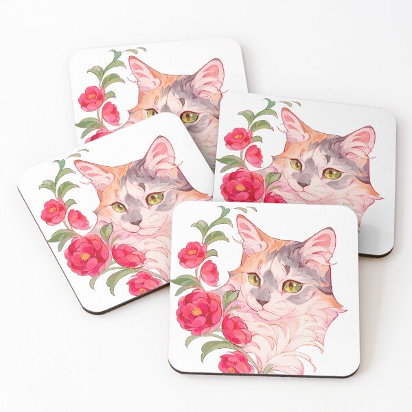 Item preview, Silver torbie cat with red flowers  designed and sold by Giulialibard.