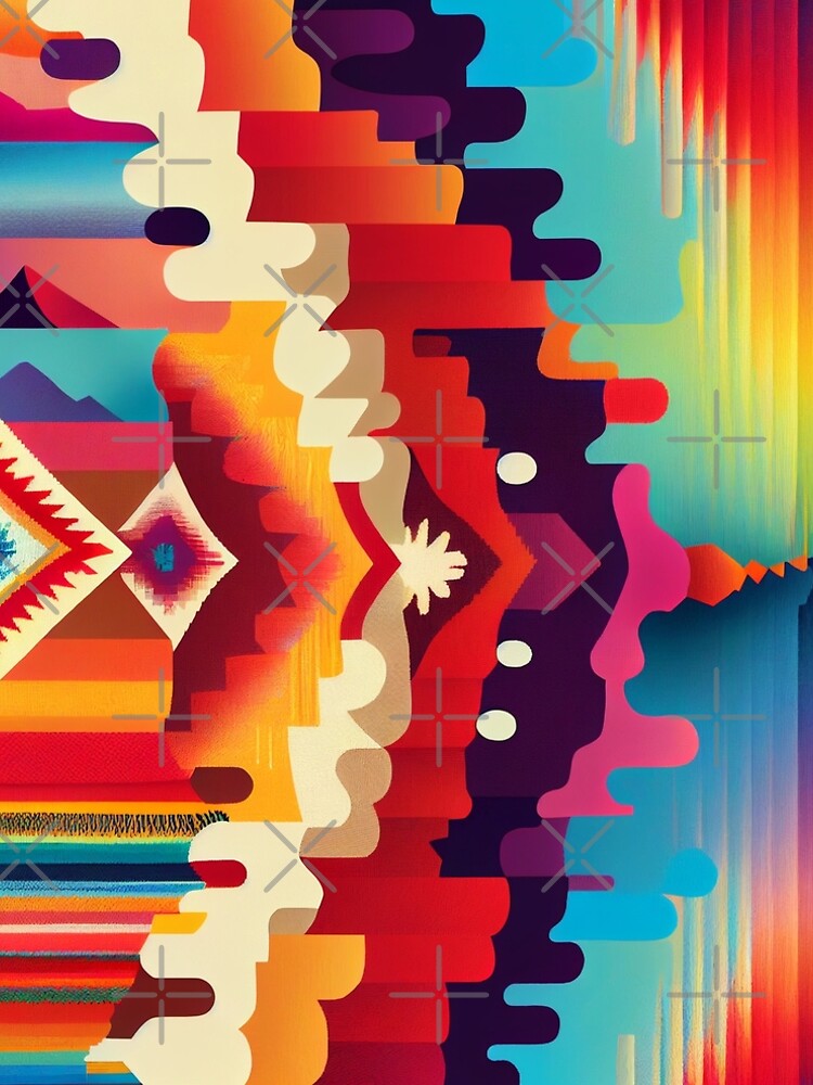 Aperçu 5 sur 5. Robe trapèze avec l'œuvre Rainbow Southwestern Pattern Digital Painting créée et vendue par CodeAndColors.