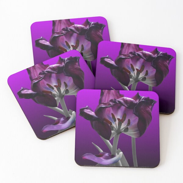 Item preview, magenta purple tulip in abscission | greyscale pink | altered original photograph designed and sold by DigitalEurydice.